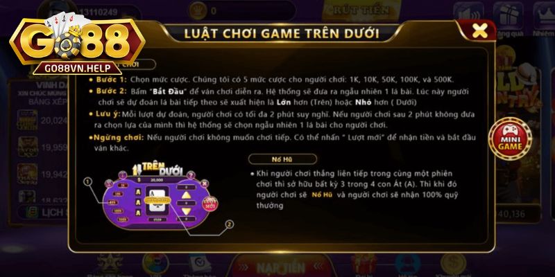 Đôi nét cơ bản về game Trên Dưới tại GO88